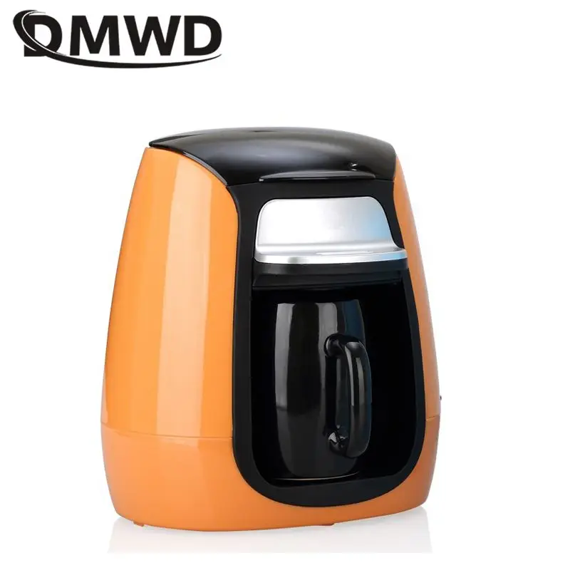 DMWD 1 Cup / 2 Cups Mini Drip Type Coffee Machine Automatic American Coffee Maker With Ceramic Mug Cup Home Tea Maker 220V