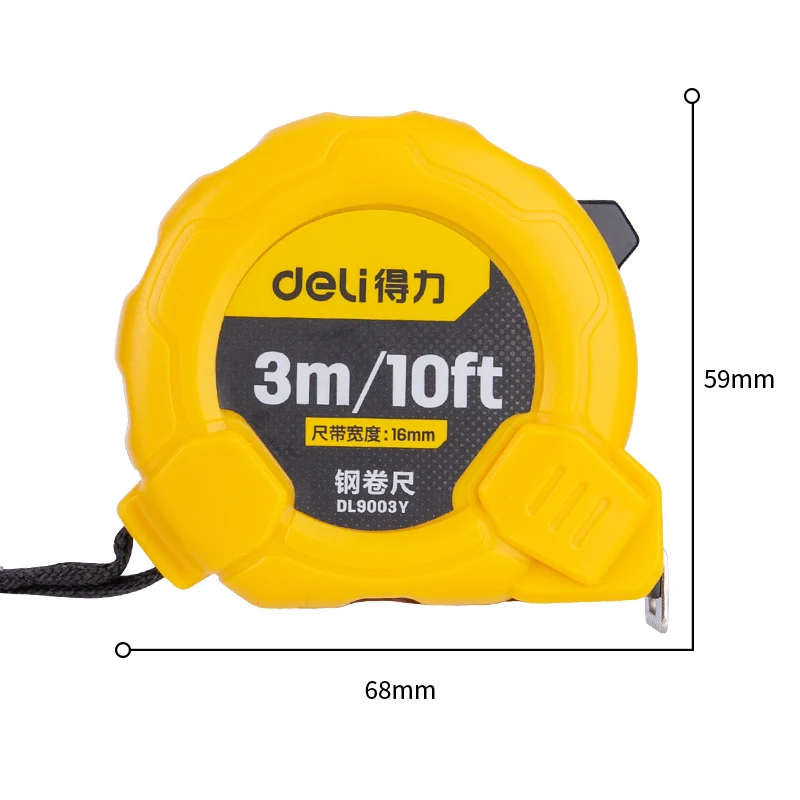 deli 3-10M High Accuracy Auto Lock Gauging Tool Metric/Imperial Unit Retractable Ruler Tape Measure DIY Measuring Ruler Tools