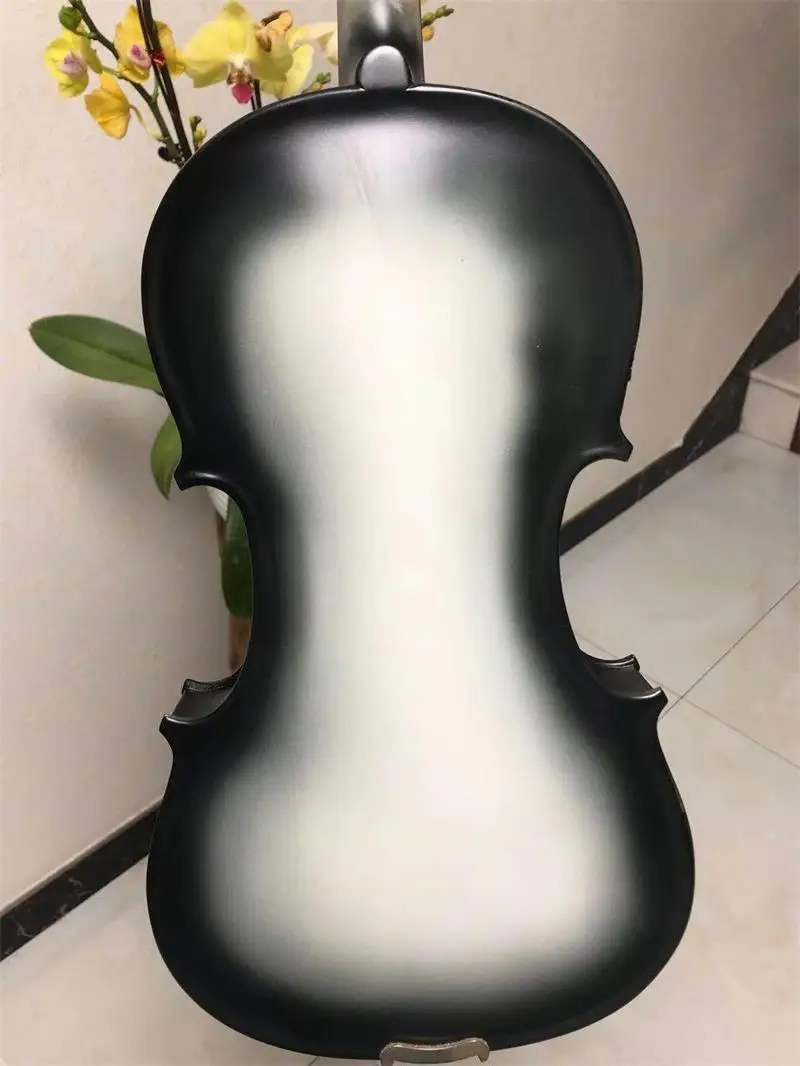 Beautiful soild wood black-white colors electric & acoustic violin 4/4