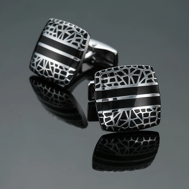 Fashionable brand French shirt Cufflinks Red black enamel High quality cuff button business wedding jewelry for men