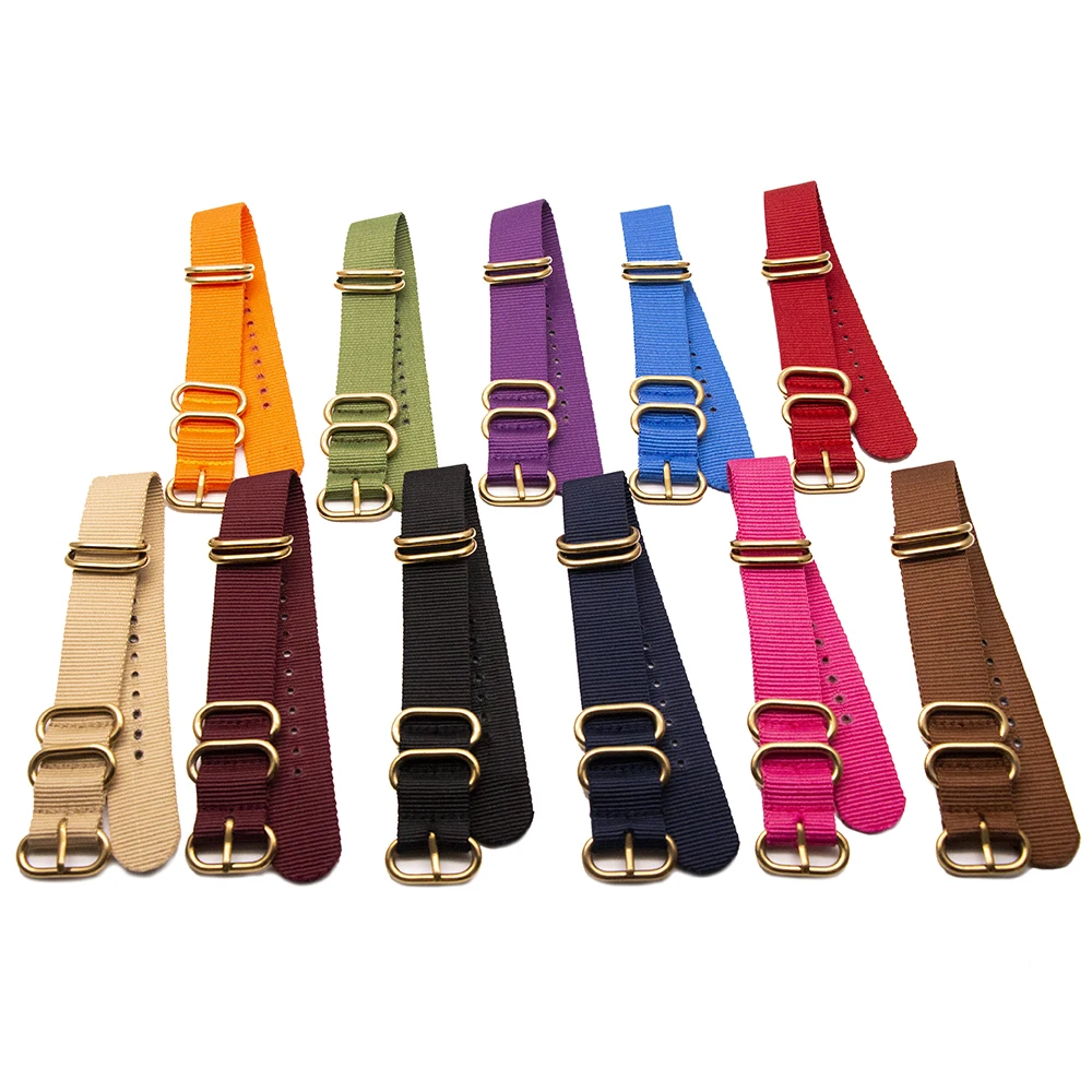 Fashion Replacement Strap for Style Watch Band 18MM 20MM 22MM 24MM Wristband with Gold Color Rings Buckle