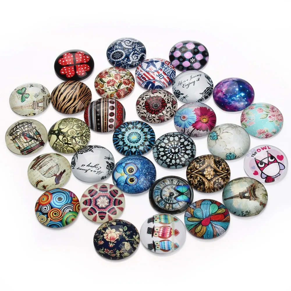 20pcs/lot Glass Cabochon Multi Cute Cartoon Picture Cabochons Fit 20mm Jewerly Blank Base Flatback Photo Cabochon