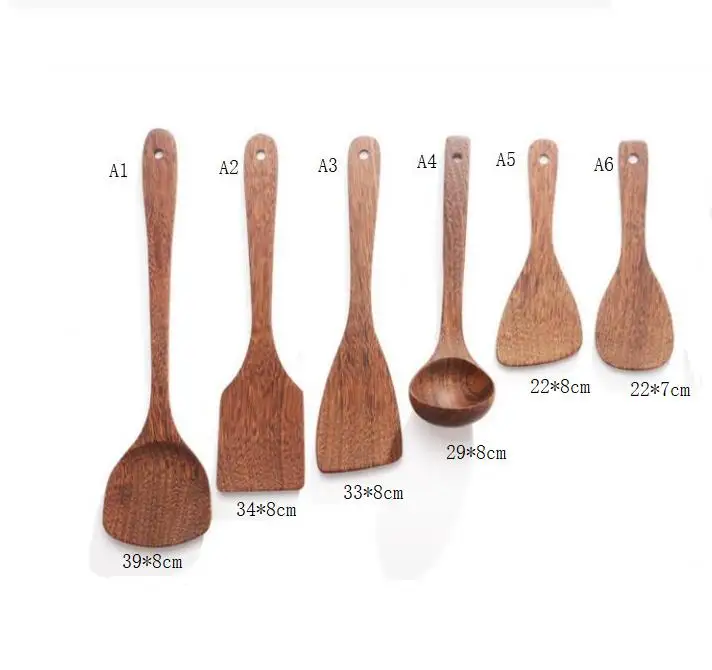 Natural Wooden Spatula Eco-friendly Wood Spoon Non-stick Pan Spatulas Long Handle Meal Spoon Retro Spoon Cooking Tool  SN3675