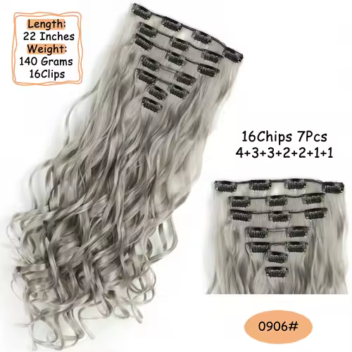 NICESY 16Clips Synthetic 24Inch Long Curly Hair Hairpiece Heat Resistant Hair Extension Clips In Ombre Black Brown Blond Women - Image 7