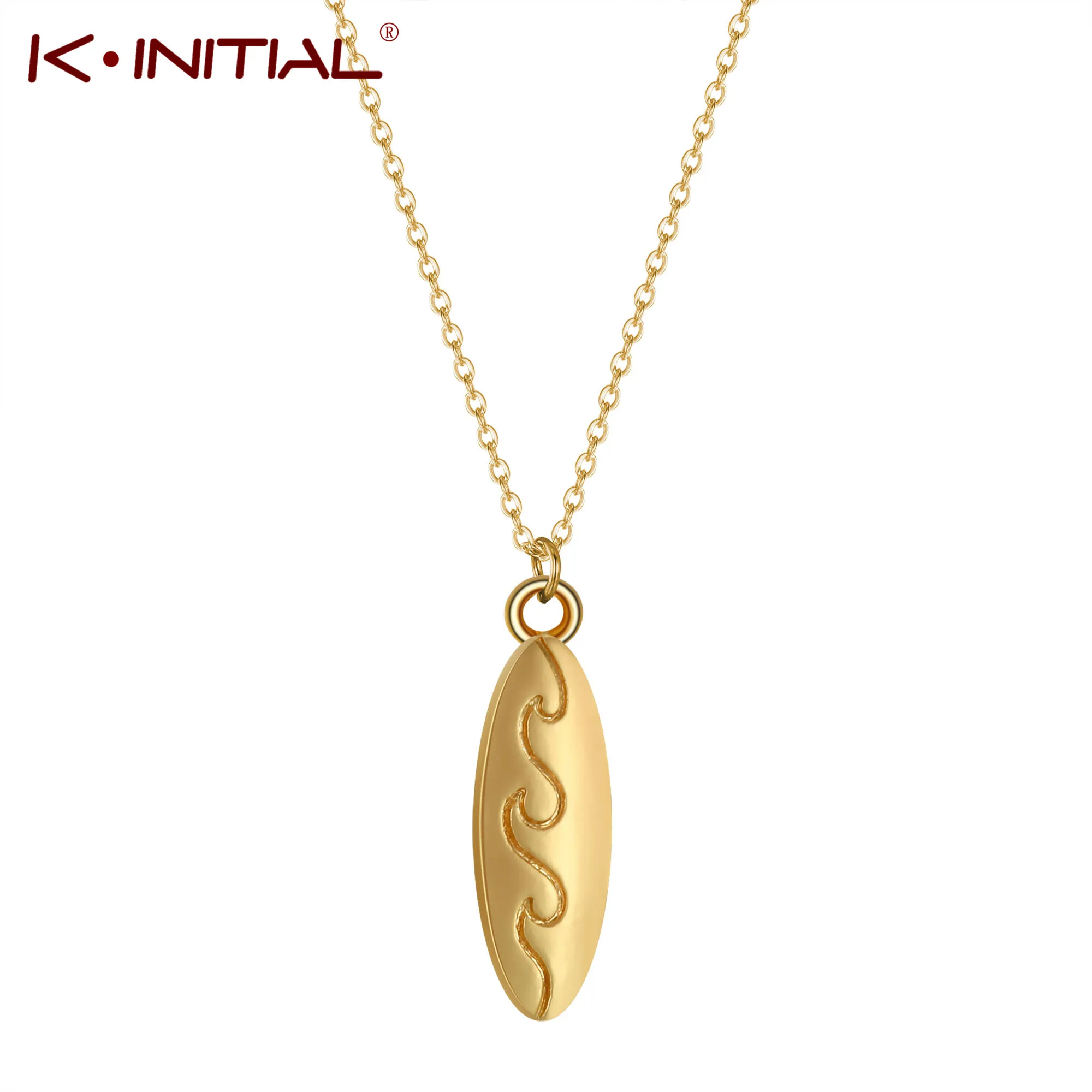 Kinitial Fashion Ocean Wave Surfboard Necklace For Women Man Lover\'s Sharp  Surfboard Shape Pendant Necklace Engagement Jewelry