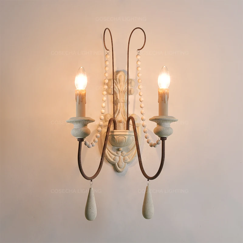 Nordic wooden chandelier retro white vintage grey hanging chandelier for kitchen/bedroom living room 3/6/8/12 lights living room