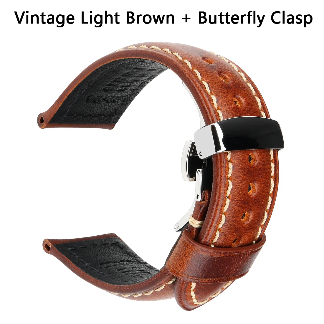 Maikes Handgemaakte Horlogeband 20mm 22mm 24mm Vintage Lederen Horlogeband Met Vlindergesp Smart Horlogeband voor Panerai