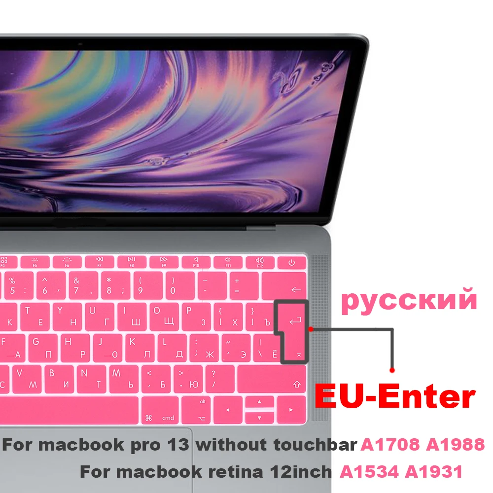 

Russian Keyboard Cover Soft Silicone For Macbook 12"A1534 A1931 Retina for Pro 13" Not with touch bar A1708 A1988 EU enter key