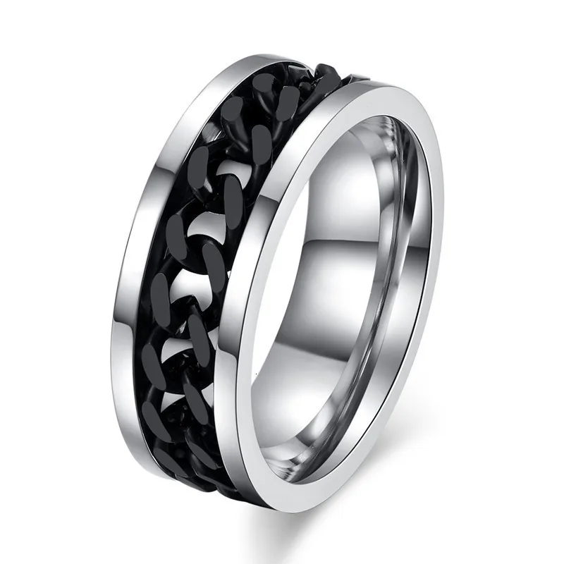 Men's 8mm Rotatable Chain Ring, Stainless Steel Gift
