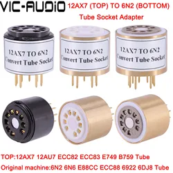 1PC 12AX7 ECC83 Top TO 6N2 E88CC 6922 Bottom 9Pins TO 9Pins Tube DIY Audio Vacuum Tube Adapter Socket Converter Amplifier HIFI