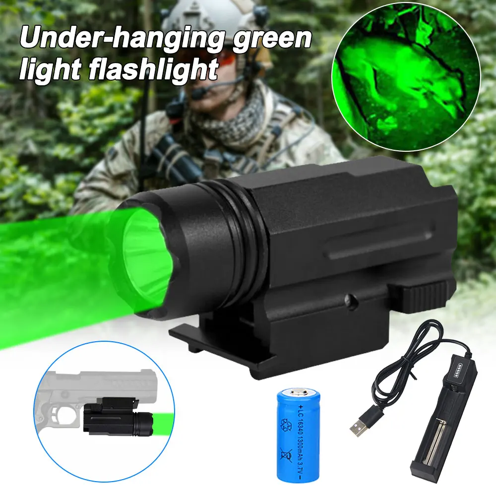 3000LM Green LED Gun Light 3 Modes Tactical 150 yards Pistol&Hand Gun Hunting Flashlight Fits 20mm Weaver/Picatinny Rails