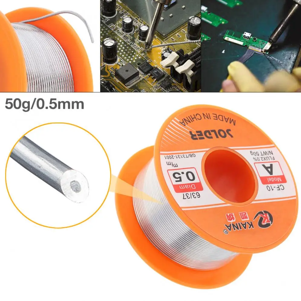 Welding Wires 63/37 50g 0.5-1.5mm No-clean Rosin Core Solder Tin  with 2% Flux and Low Melting Point for Electric Soldering Iron