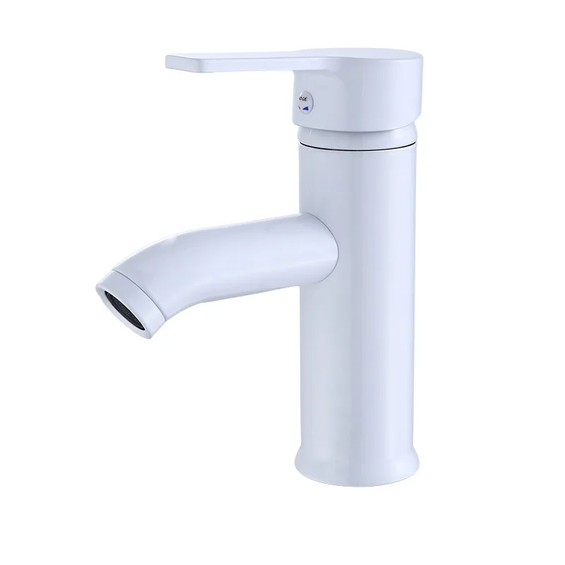 White Bathroom Basin Faucet 304 Stainless Steel Hot Cold Wash Mixer Crane Tap Free Rotation Sink Faucets Single Handle