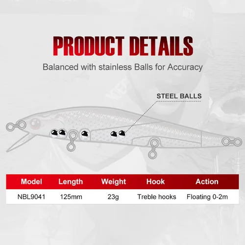 Imagen 2 del producto NOEBY-señuelo de pesca Wobbler flotante Minnow Jerkbait, 125mm, 23g, cebo Artificial de fundición larga para Lucio
