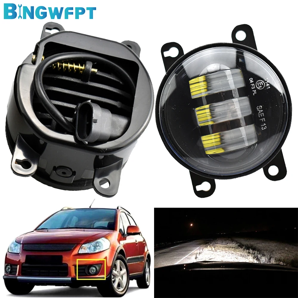 

BINGWFPT Fog Lights Aluminium For SUZUKI SX4 GY Hatchback 2006-2014 DRL LED 12V H11 Fog Lamp Assembly