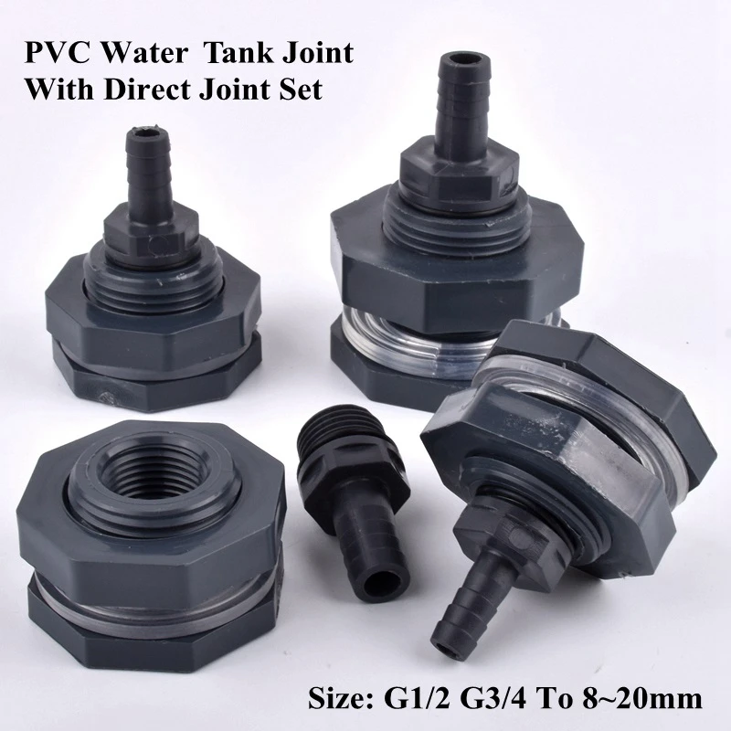 

1/2" 3/4'' To 8~20mm UPVC Pagoda Direct Water Tank Connector Set Aquarium Fish Tank Joint Drip Irrigation Water Pump Hose Joints