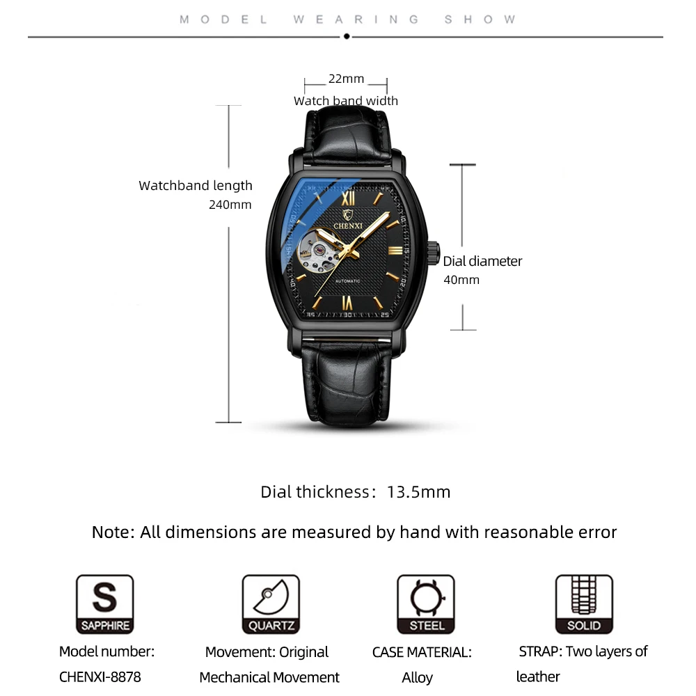 CHENXI 2024 New Men\'s Mechanical Watch Luxury Brand Men Automatic Waterproof Business Leather WristWatches Fashion Male Clock