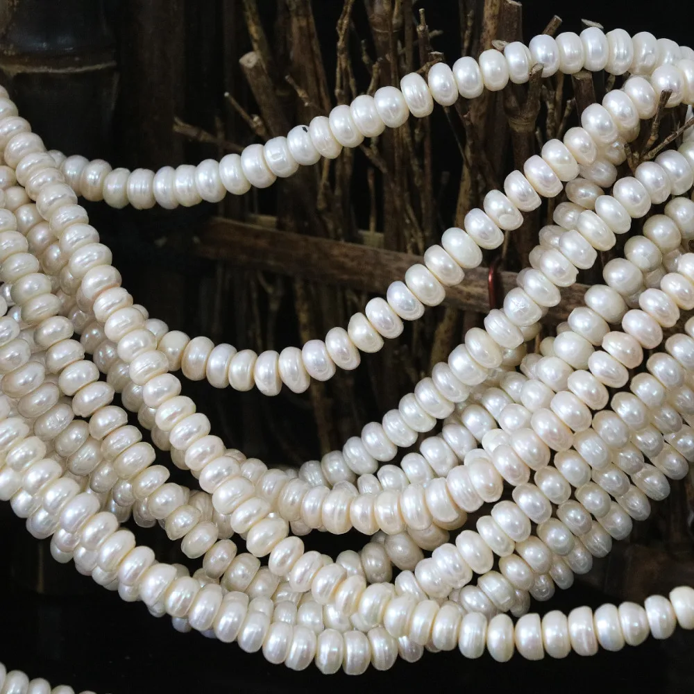 Fashion natural white cultured freshwater pearl loose beads abacus rondelle high quality diy jewelry making 15inch B1347