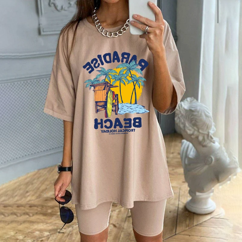 

Tropical Holiday Paradise Beach Crystals T-shirt Funny Women Graphic Grunge Tumblr Fashion Unisex Fit Tee Top Tshirts