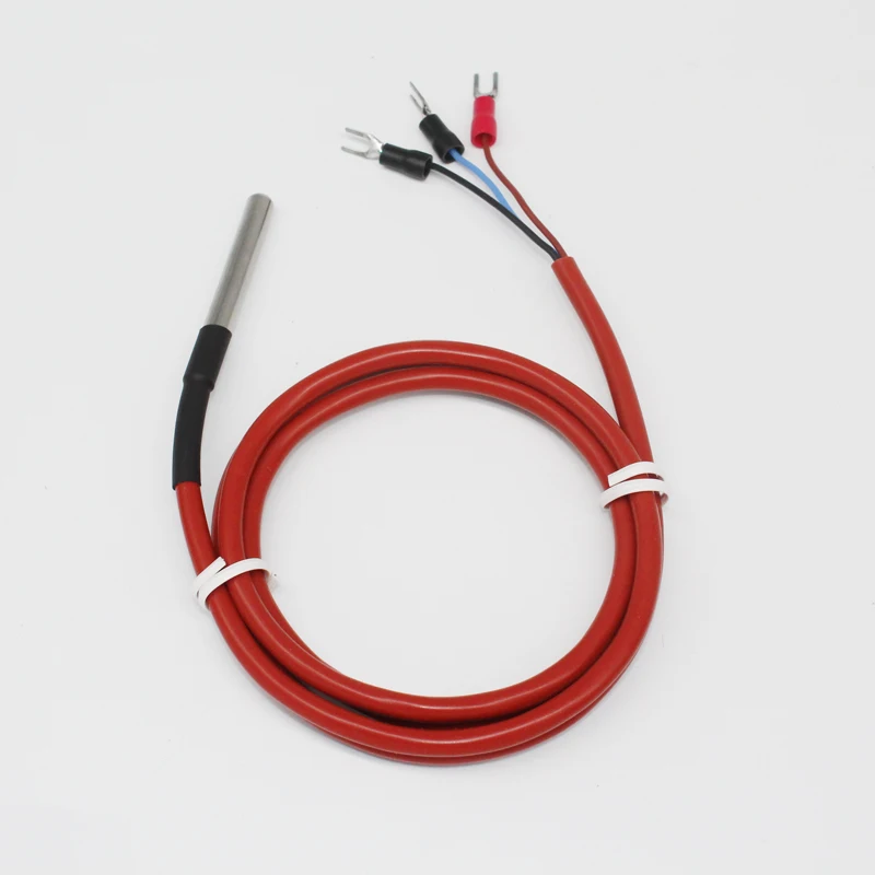 -50~300\'C PT100 temperature sensor 2 wire type / 3 wire type 6*50mm Thermocouple Thermal resistance with silicone cable