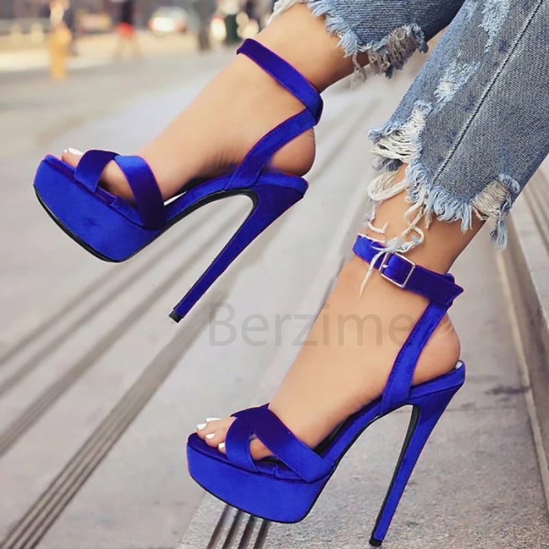 BERZIMER Summer Women Platform Sandals Opem Toe Heels Stiletto Party Sandalias Pumps Shoes Woman Chaussure Big Size 45 49 50 52