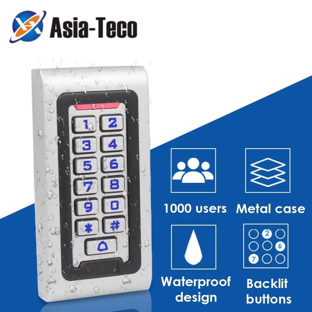 

IP67 Waterproof Backlight RFID Door Access Control Reader Keypad 1000 Users Door Bell 125KHz DC 12V EM Card door opener