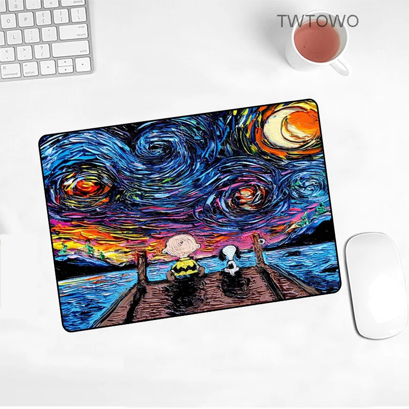 Promotion Van Gogh Gamer Game Pad Rubber Art Speed Painting Mousepad Small Size For 180x220x2mm Gaming Mouse