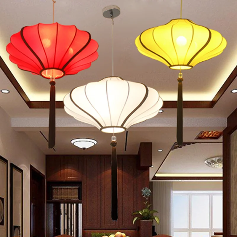 

E27 Modern new Chinese hand-painted cloth lantern bedroom study restaurant chandelier classical hotel lobby tea hall walkway