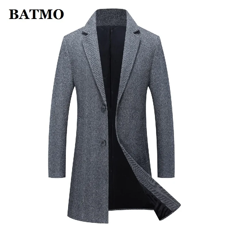 

BATMO 2024 new arrival autumn high quality wool casual trench coat men,wool jackets ,plus-size M-XXXL 9203