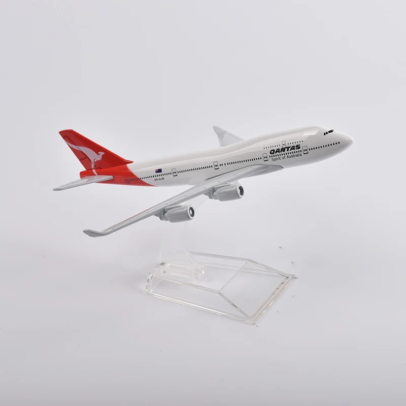 JASON TUTU 16cm Qantas Boeing 747 Plane Model Aircraft Diecast Metal 1/400 Scale Airplane Model Gift Collection