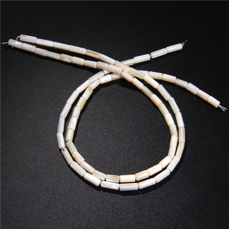 MOP Tubular Beads White Mother Of Pearl Shell Bead Long Tube Natural Shell Beads For Jewelry Making Bracelet Necklace 15\