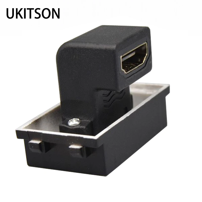 Black Color Bend HDMI2.0 Female Module Elbow HDMI-Compatible Slot 90 Degree L HDMI Socket Connector For DVD Video Audio Plug