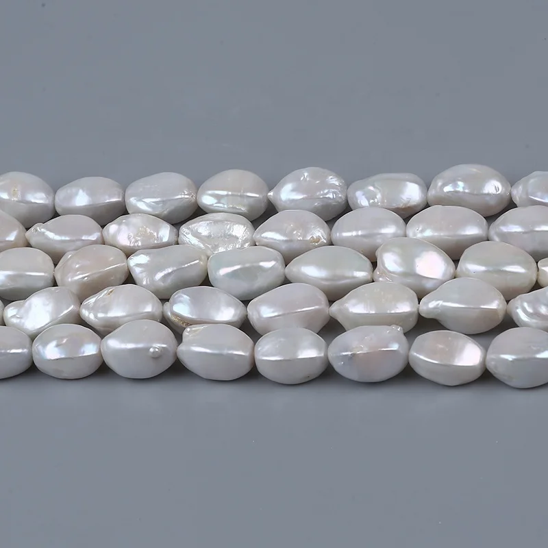 10*18mm Natural White Freshwater Loose Diamond Shape Pearls Strand For Jewelry Making