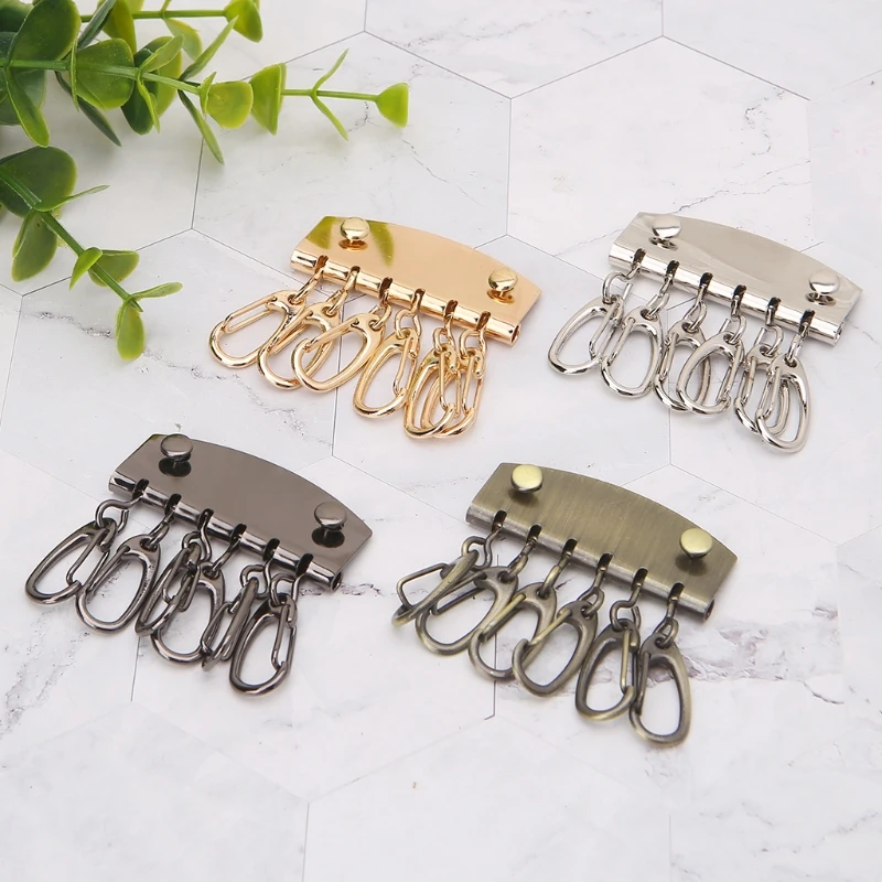 

Metal Key Holder Key Row With 6 Snap Hook For DIY Lobster Clasps Clips Bag Key Ring Hook Keychain Purse Wallet Accessories