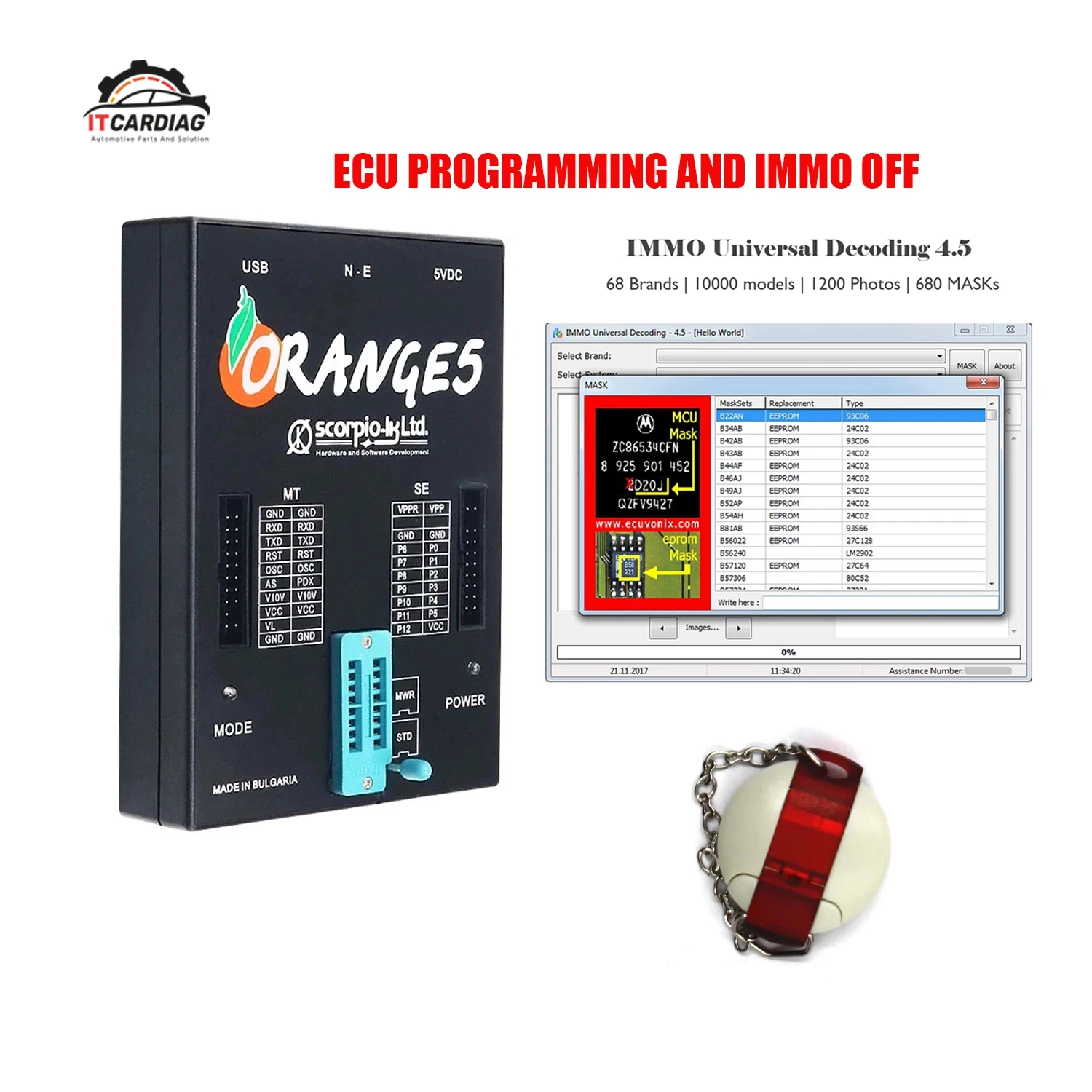 Orange 5 Orange5 Programmer V1.36 and IMMO Universal Decoding 4.5 IMMO off Software 2 in 1 for Ecu Programming and Immo off