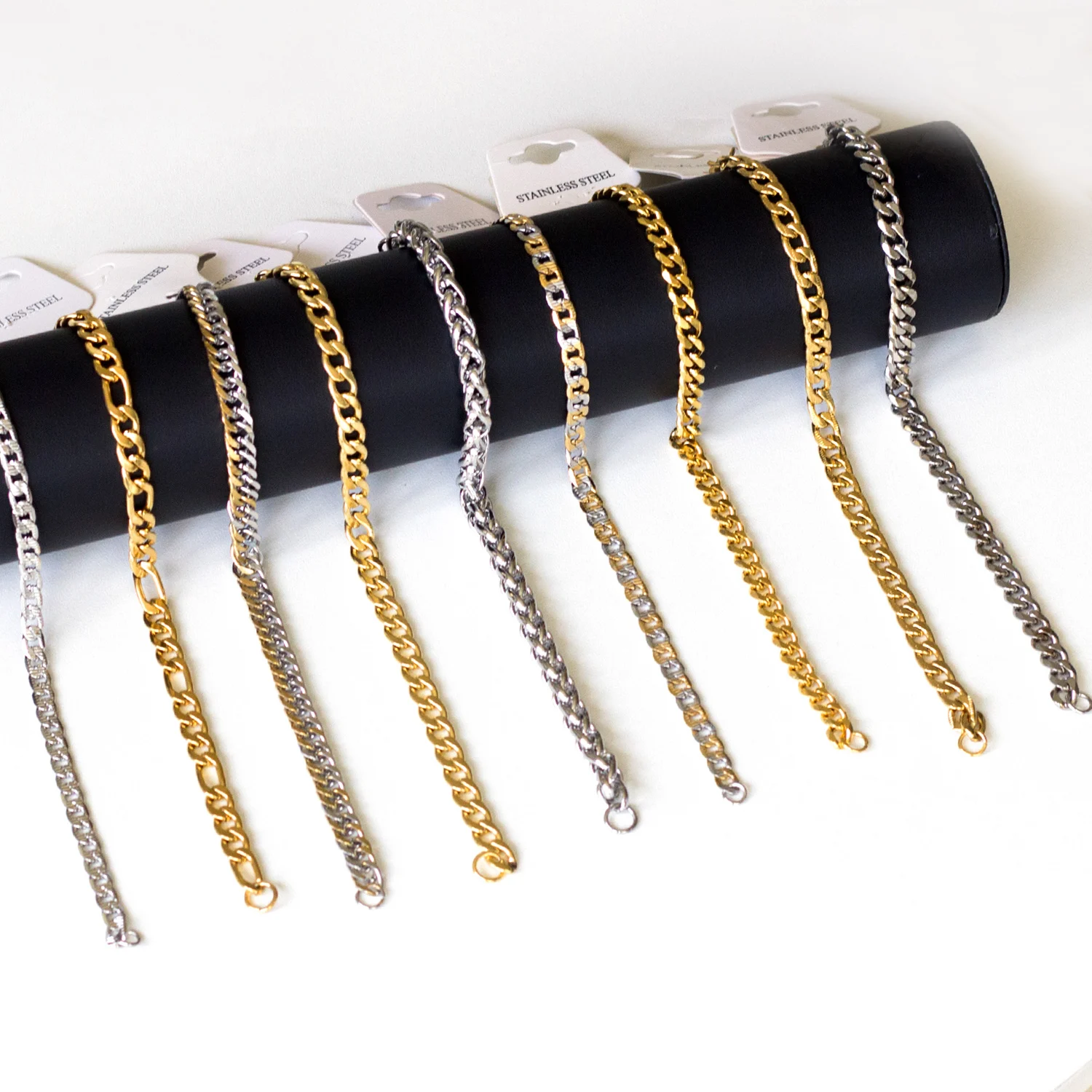 

LUXUKISSKIDS Stainless Steel Chains Bracelets Hiphop Jewelry Length 22cm Gold Color Lobster Bracelets For Women Homme Femme Men