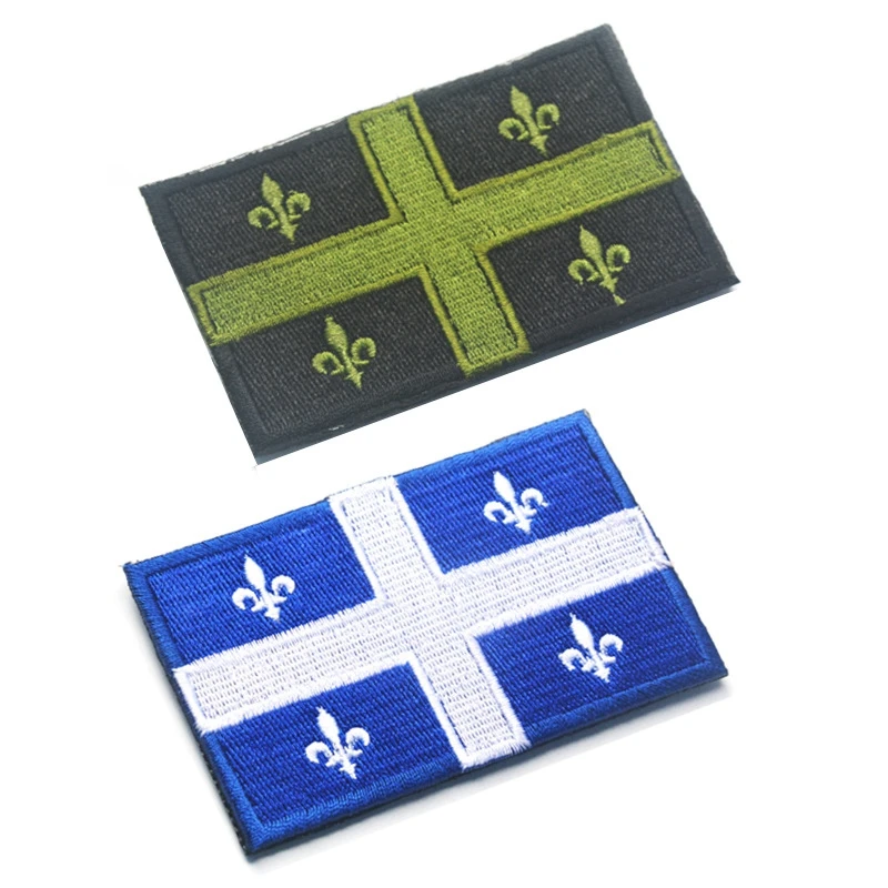 Quebec Flag Patch Nation Football Sport Size M Logo Applique QUEBEC PROVINCIAL Patch SMALL CANADA FOR Backpack Jacket