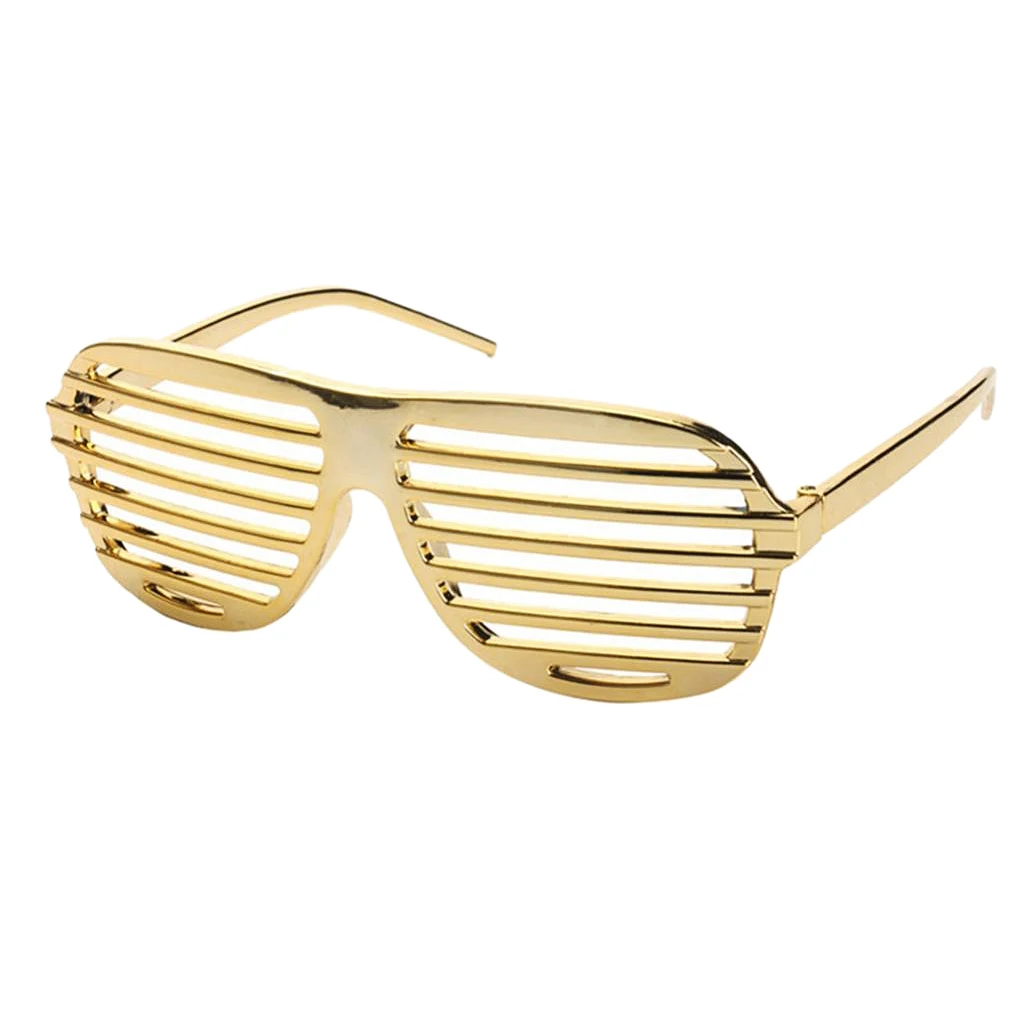 Novelty Gold Plastic Shutter Shades Sunglasses Glasses Funny Fancy Dress Costume Party Photo Props  Party Accessories