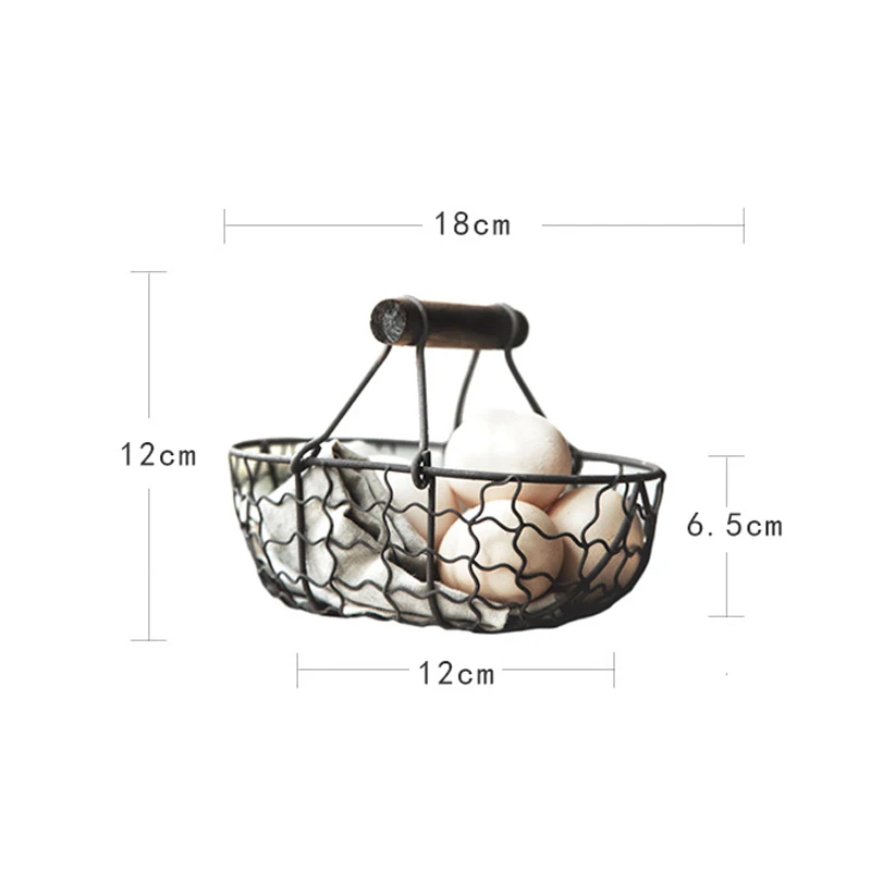 Vintage Old Wrought Iron Storage Basket Kitchen Fruit Bread Basket Storage Basket Desktop Kitchen Storage for Home Decoration