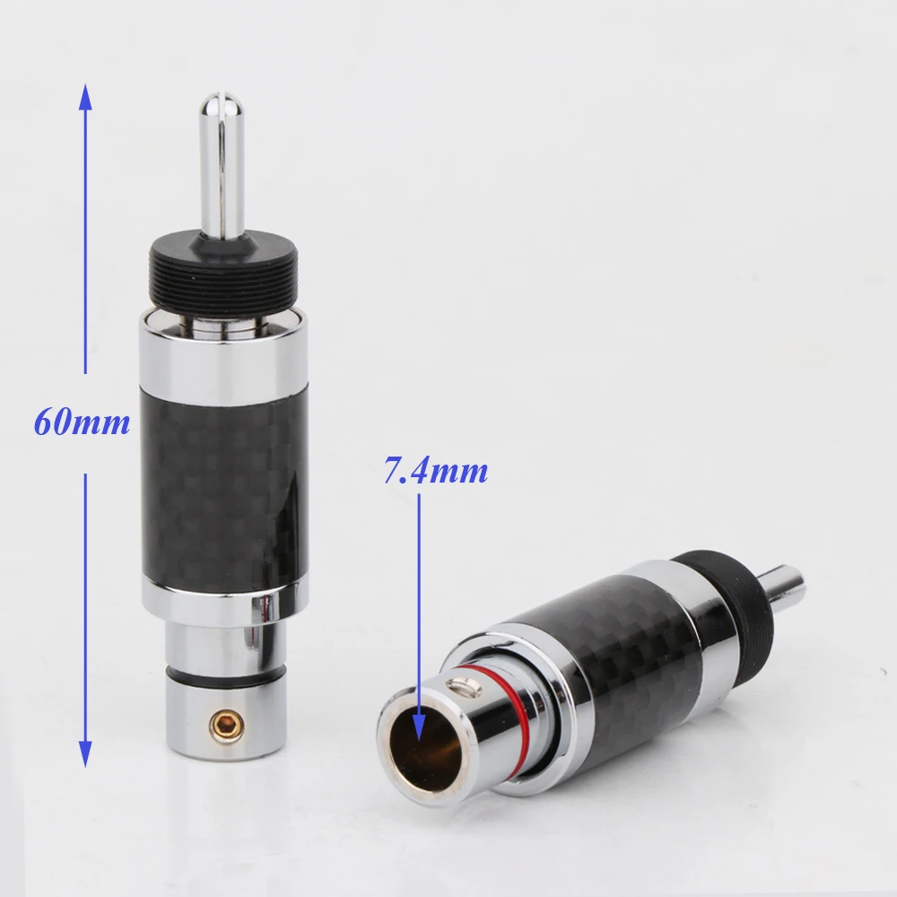 Hifi-Audiostecker, Bananenstecker mit rhodiniertem, schwarzem Kohlefaseranschluss, Lautsprecherkabel, männlich, 9 mm – Detail 9