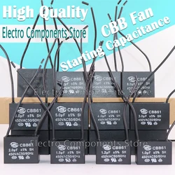 5PCS CBB61 Fan Starting Capacitance 1UF 1.2UF 1.5UF 1.8UF 2UF 2.5UF 3UF 4UF 5UF 6UF 8UF 10UF 12UF 18UF 450V Motor Run Capacitor