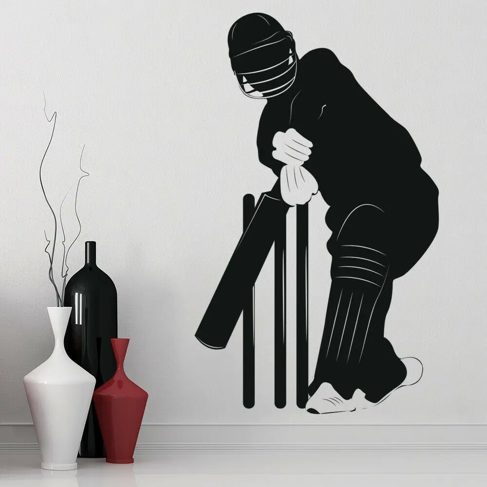 Playing Cricket Sports Wall Sticker Exercise Room Vinyl Wall Decal Playing Room Home Decoration Accessories For Living Room W023