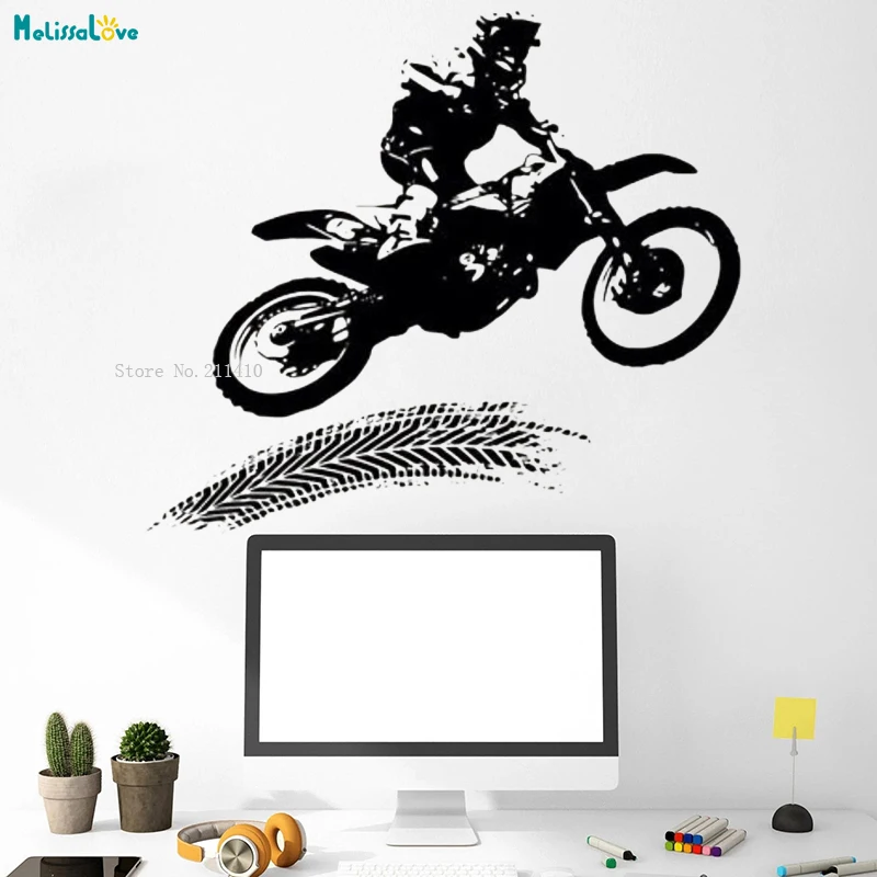 Leap Over Obstacles Motocross Wall Sticker Motorcycle Dirt Bike Sport Man Room Decor Fierce Racing Skills Stuffed Poster YT3676