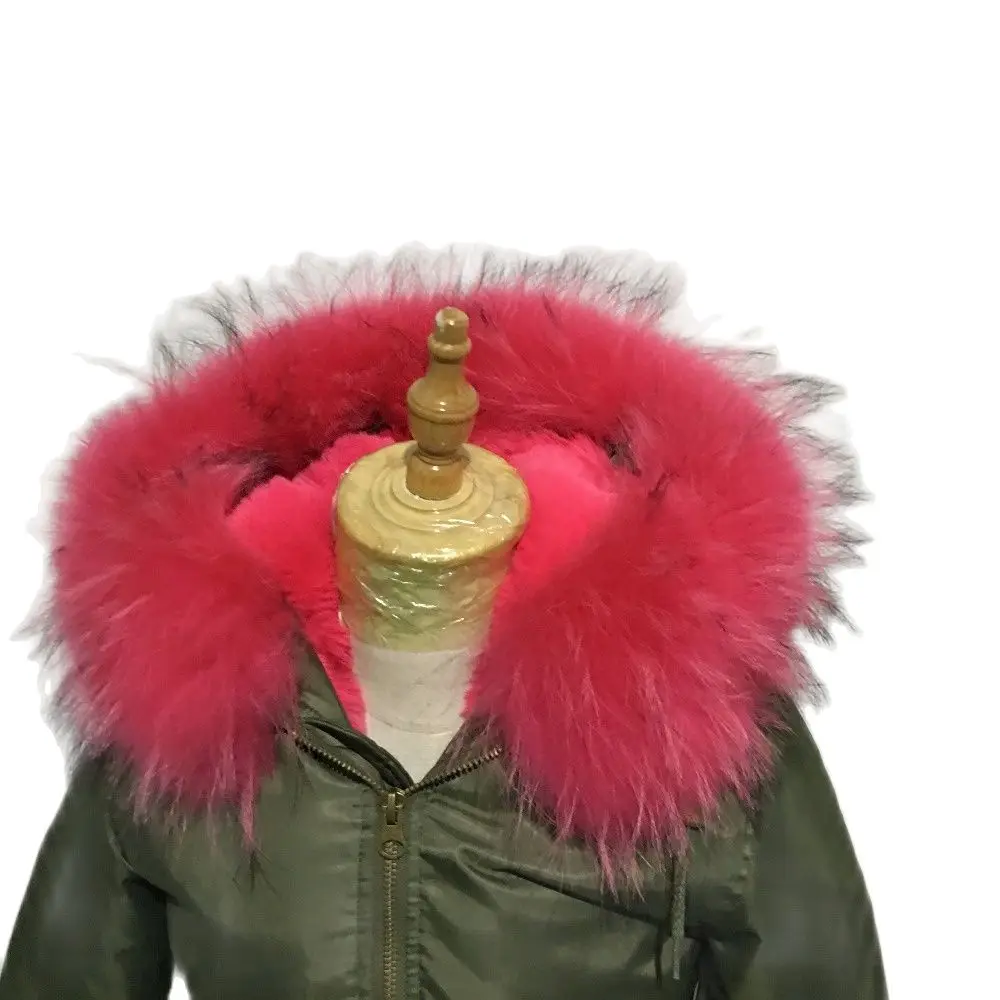 Family Khaki Bomber Fur Lined Warm Fake Fur Mini Parka For Girls Famliy Design Top Quality Waterproof Wear