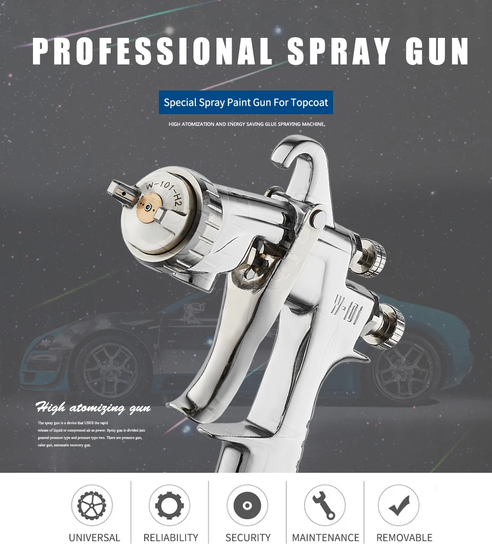 WENXING 0.8/1.0/1.3/1.5/1.8mm W101 Spray Gun Hand Manual Airbrush W-101 Pneumatic Gun For Car Painting