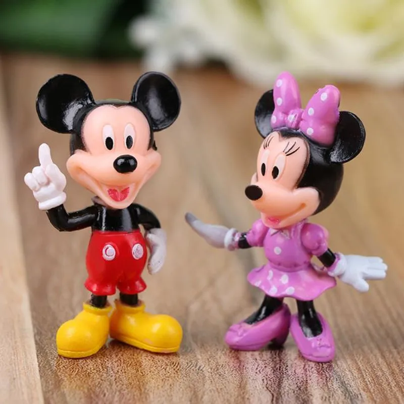 Disney 6pcs Figures Mickey Minnie Mouse Clubhouse Birthday Party Cake Decoration PVC Action Figures Toys for Children gift