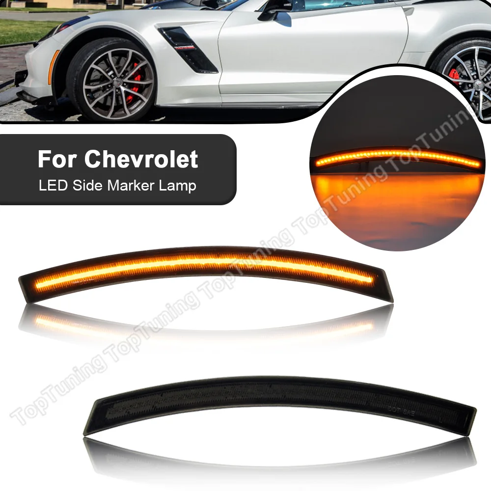 

4PCS LED Front Amber Rear Red Side Marker Light Car Fender Lamp For Chevrolet Corvette C7 2014 2015 2016 2017 2018 2019