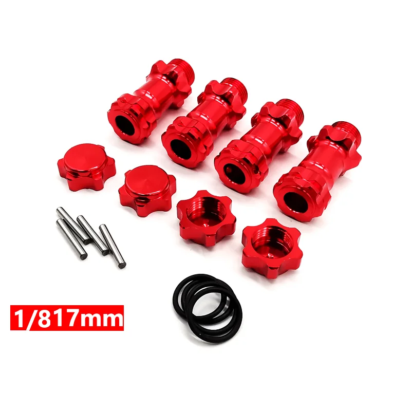 4PCS M17 17mm Extended Adapter 30MM Aluminum Wheel Hex Hubs Adapter Nut Pin Anti-Dust Cover  For 1/8 RC Model Car HPI HSP