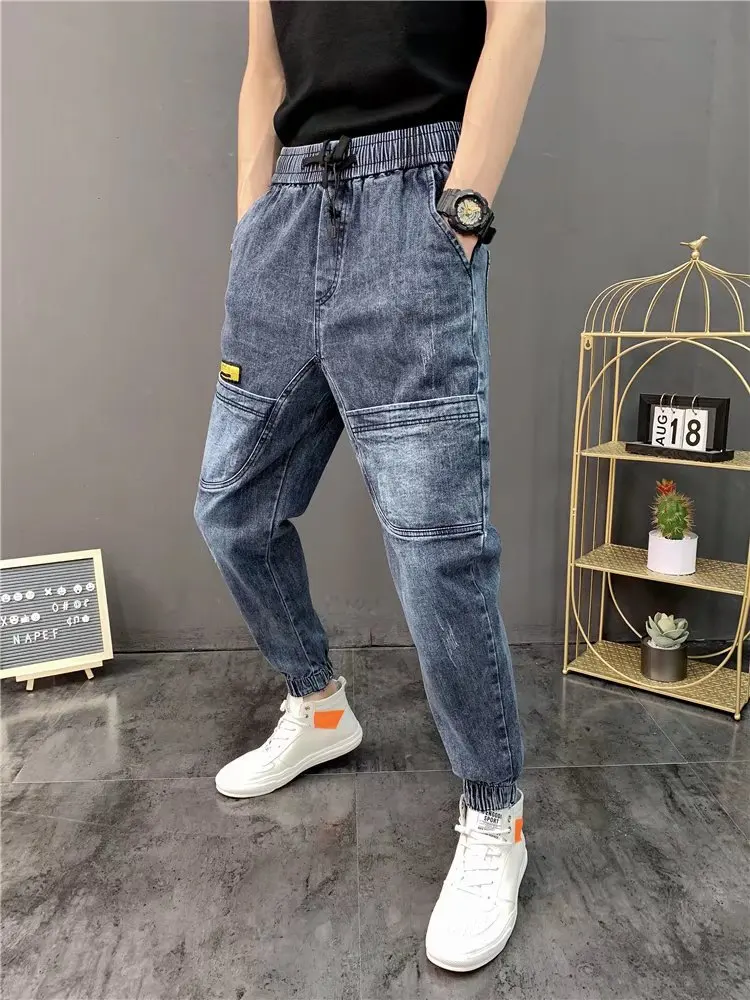 ICCLEK Autumn and Winter New Jeans Korean Style Jeans Men's Loose-fitting Trousers Harem Pants Mens Street Wear  Jeans Men