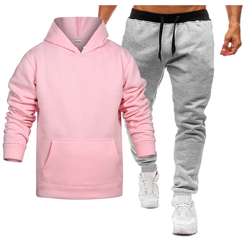 

Men Fashion Tracksuit Set Nice Spring Autumn Sweat Suit Set Mens Sporting Clothing Hoodie and Sweatpants 2 Pieces Jogger Outfit